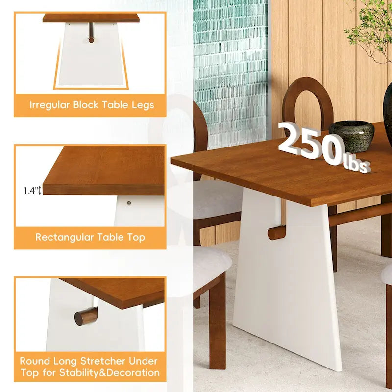 Set da 7 pezzi tavolo da pranzo per 6 persone, set versatile tavolo da cucina con tavolo a cavalletto e 6 sedie imbottite