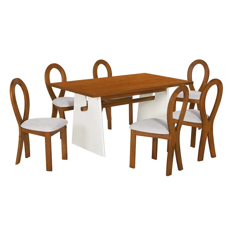 Set da 7 pezzi tavolo da pranzo per 6 persone, set versatile tavolo da cucina con tavolo a cavalletto e 6 sedie imbottite