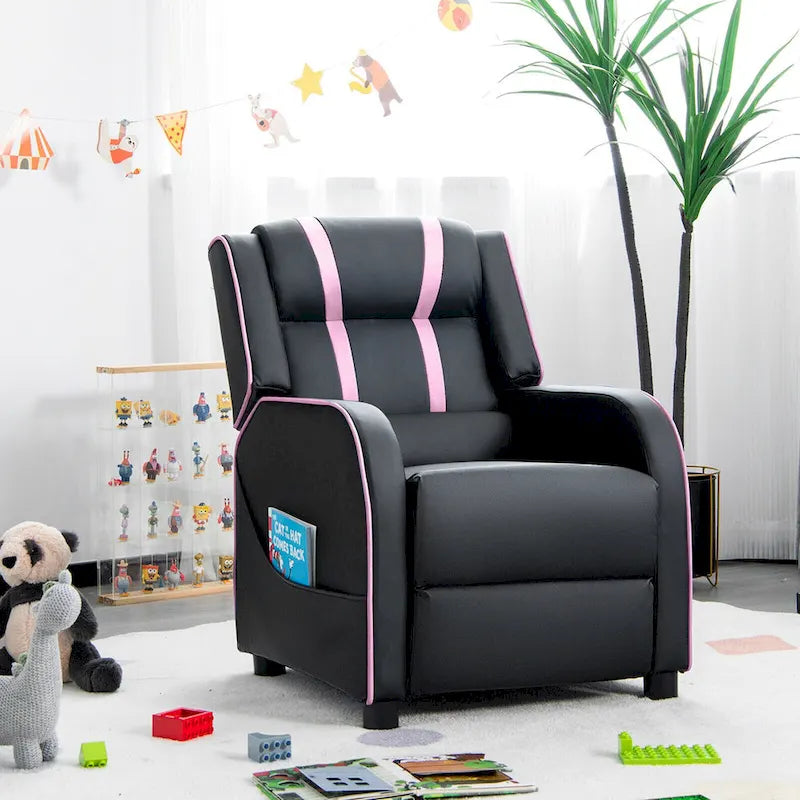 Poltrona Reclinabile per Bambini, Ergonomica, in Pelle, con Poggiapiedi