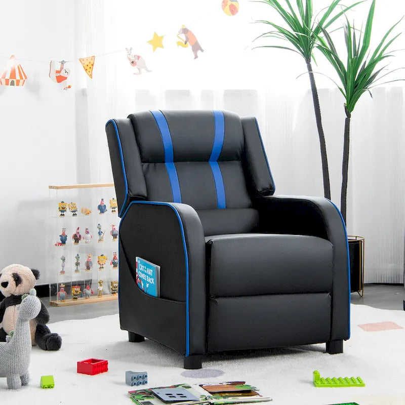 Poltrona Reclinabile per Bambini, Ergonomica, in Pelle, con Poggiapiedi