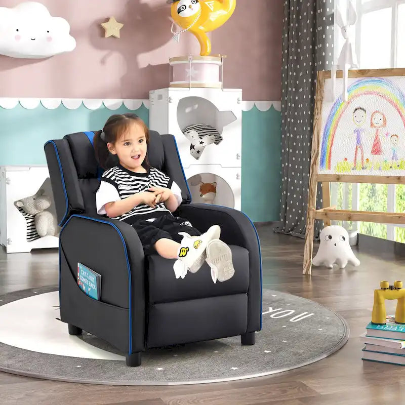 Poltrona Reclinabile per Bambini, Ergonomica, in Pelle, con Poggiapiedi