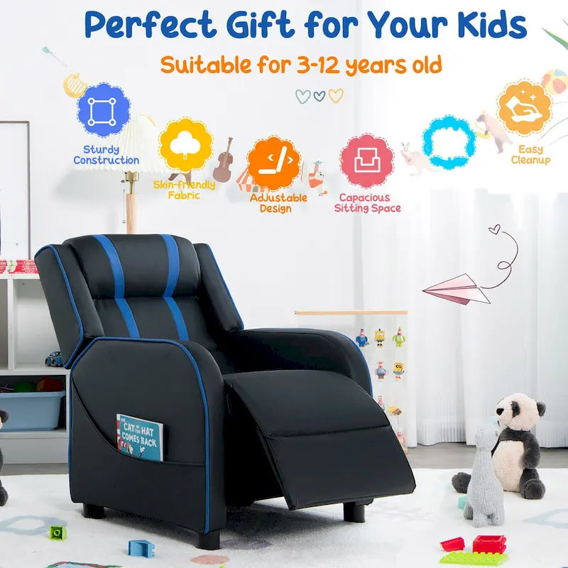 Poltrona Reclinabile per Bambini, Ergonomica, in Pelle, con Poggiapiedi