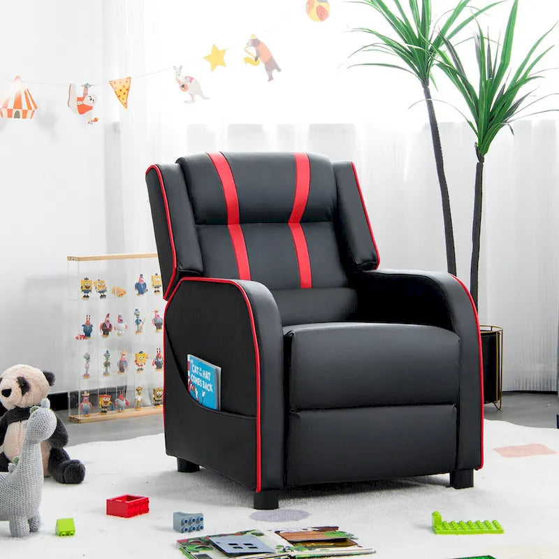 Poltrona Reclinabile per Bambini, Ergonomica, in Pelle, con Poggiapiedi
