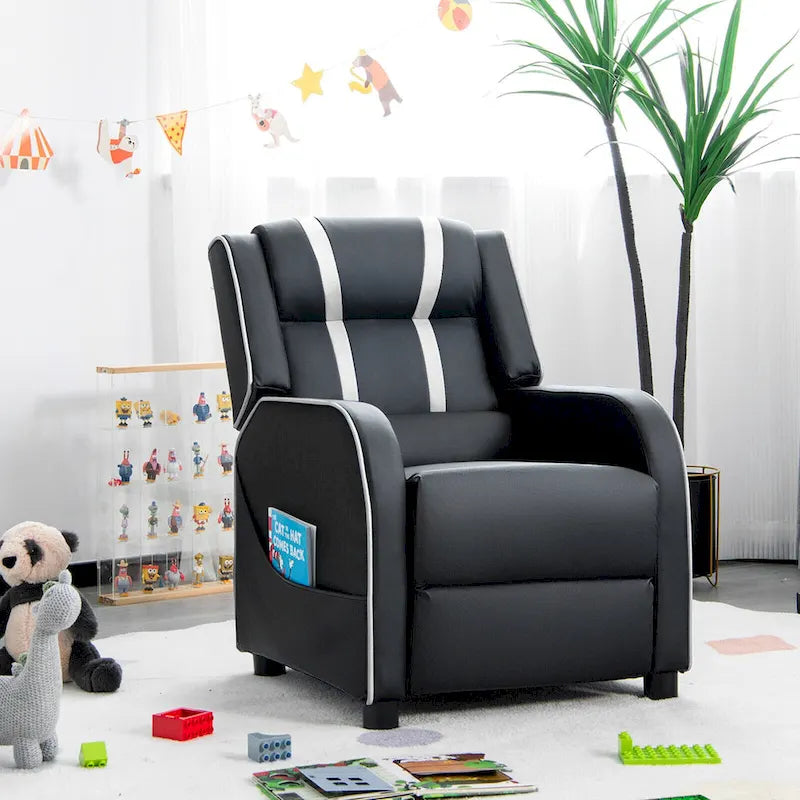 Poltrona Reclinabile per Bambini, Ergonomica, in Pelle, con Poggiapiedi