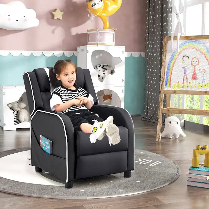 Poltrona Reclinabile per Bambini, Ergonomica, in Pelle, con Poggiapiedi