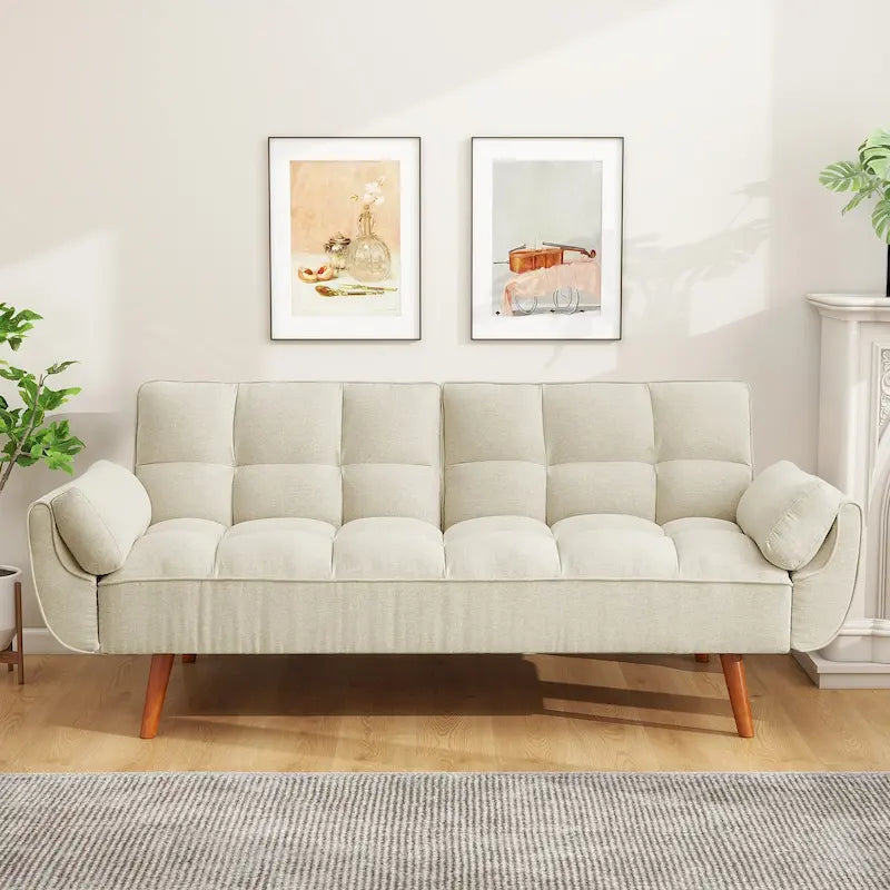 Divano letto futon da 191,5 cm (75,39 pollici), divano letto imbottito convertibile con schienale trapuntato sdoppiato reclinabile