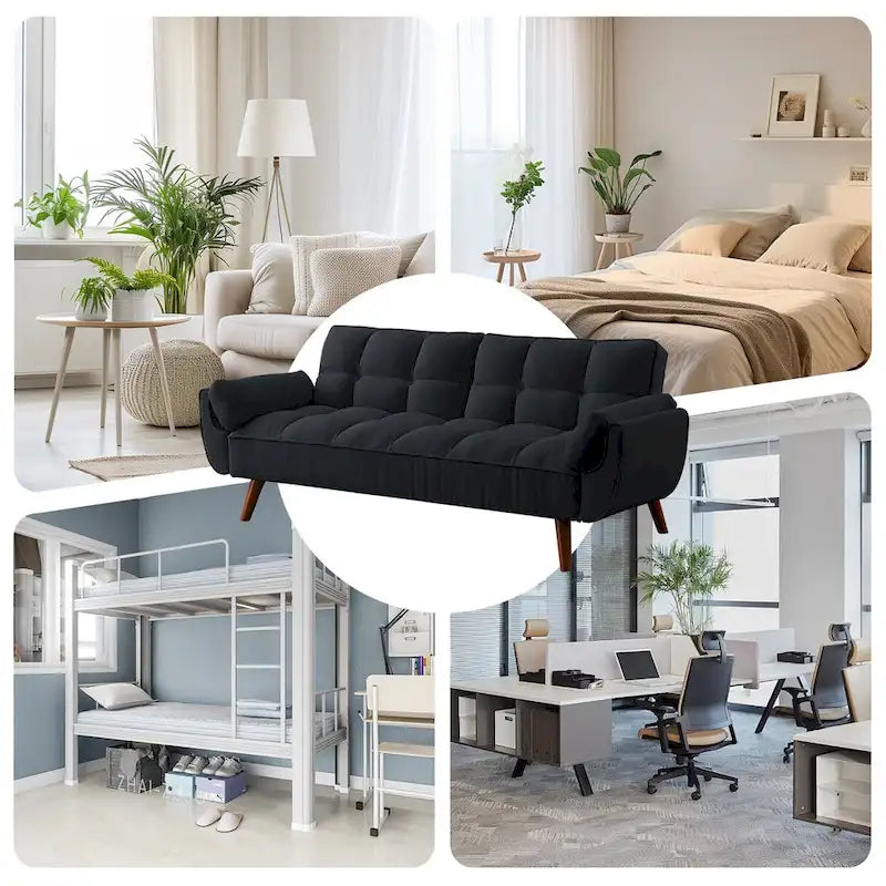 Divano letto futon da 191,5 cm (75,39 pollici), divano letto imbottito convertibile con schienale trapuntato sdoppiato reclinabile