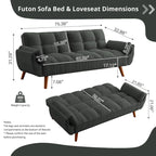 Divano letto futon da 191,5 cm (75,39 pollici), divano letto imbottito convertibile con schienale trapuntato sdoppiato reclinabile