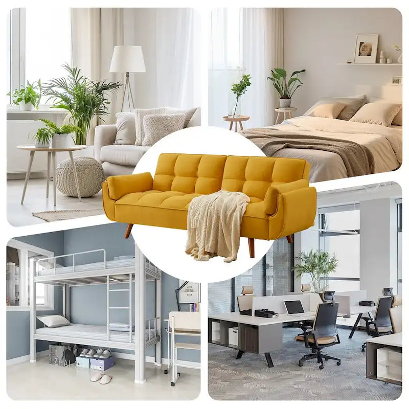 Divano letto futon da 191,5 cm (75,39 pollici), divano letto imbottito convertibile con schienale trapuntato sdoppiato reclinabile