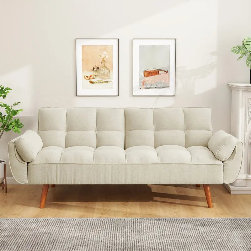 Divano letto futon da 191,5 cm (75,39 pollici), divano letto imbottito convertibile con schienale trapuntato sdoppiato reclinabile