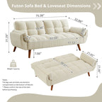 Divano letto futon da 191,5 cm (75,39 pollici), divano letto imbottito convertibile con schienale trapuntato sdoppiato reclinabile