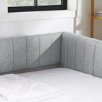 Divano letto singolo in lino con rotelle e righe verticali - Capacità 227 kg