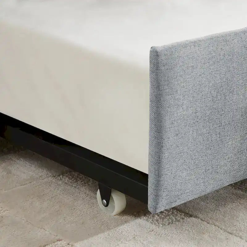 Divano letto singolo in lino con rotelle e righe verticali - Capacità 227 kg