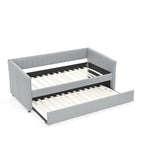 Divano letto singolo in lino con rotelle e righe verticali - Capacità 227 kg