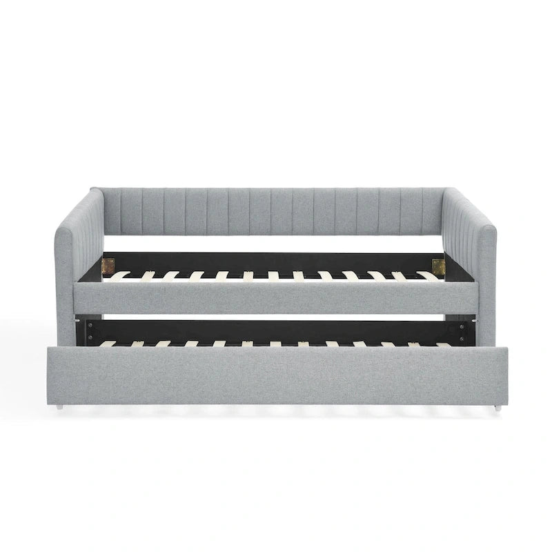 Divano letto singolo in lino con rotelle e righe verticali - Capacità 227 kg