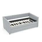 Divano letto singolo in lino con rotelle e righe verticali - Capacità 227 kg