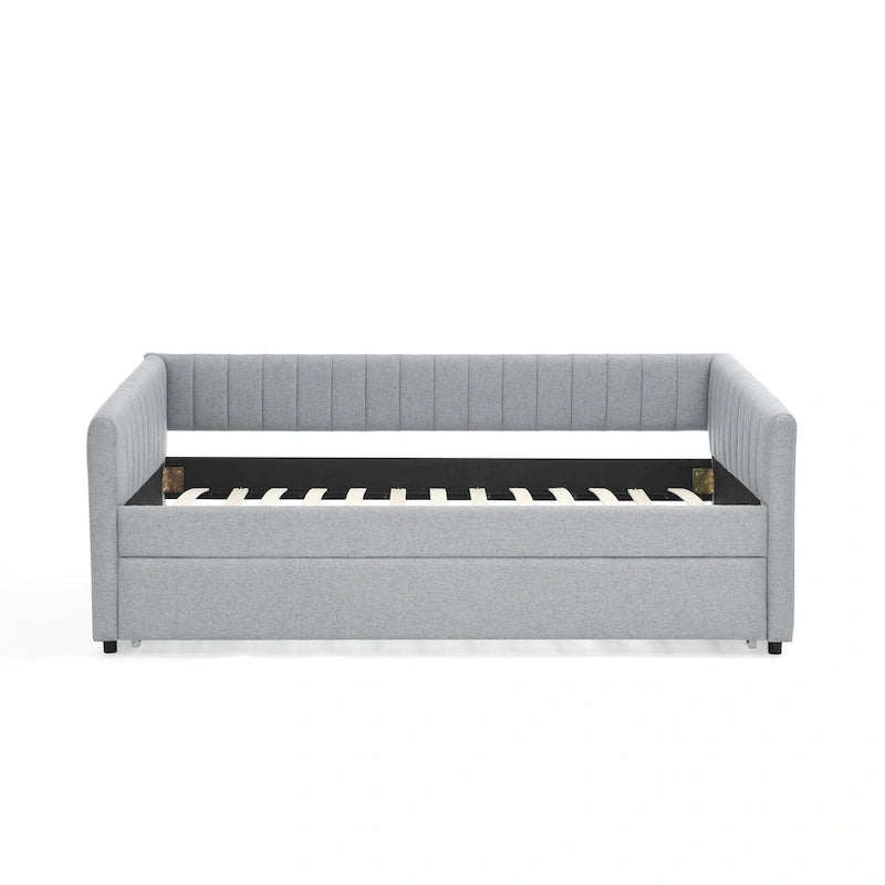 Divano letto singolo in lino con rotelle e righe verticali - Capacità 227 kg