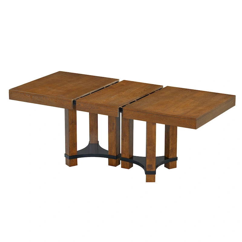 Set da pranzo rustico da 7 pezzi con tavolo allungabile e 6 sedie