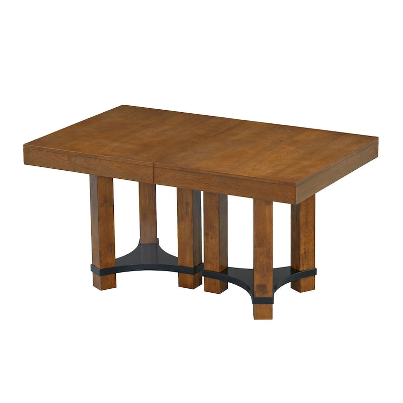 Set da pranzo rustico da 7 pezzi con tavolo allungabile e 6 sedie