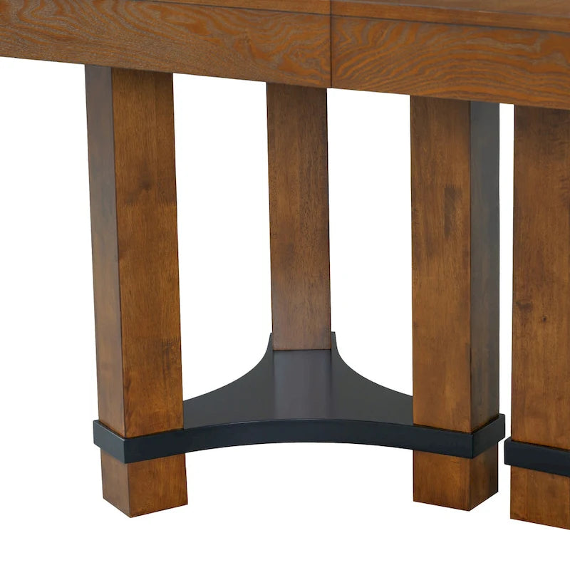 Set da pranzo rustico da 7 pezzi con tavolo allungabile e 6 sedie