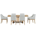 Set da pranzo rustico da 7 pezzi con tavolo allungabile e 6 sedie