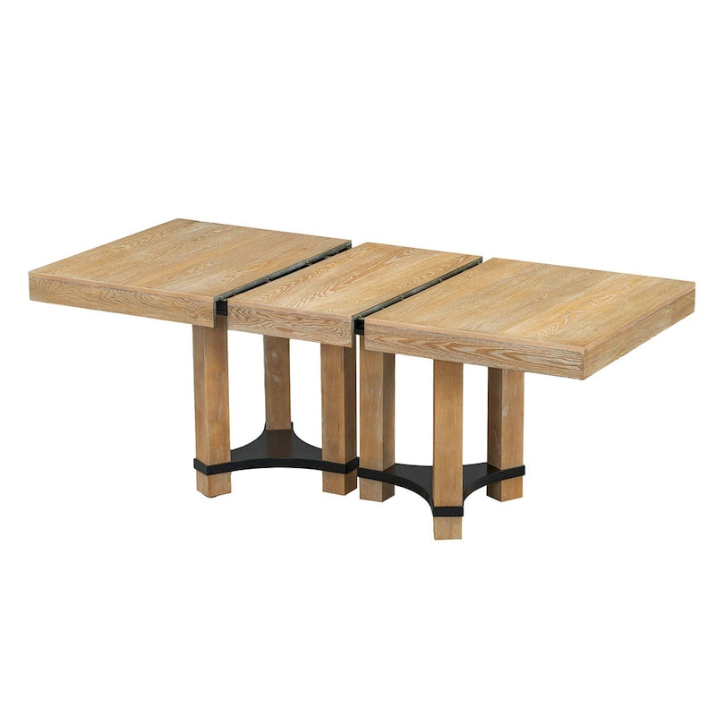 Set da pranzo rustico da 7 pezzi con tavolo allungabile e 6 sedie