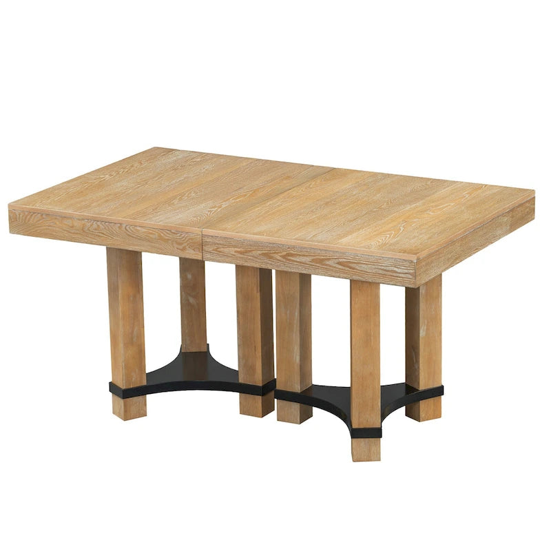 Set da pranzo rustico da 7 pezzi con tavolo allungabile e 6 sedie