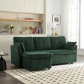 Divano modulare a 3 posti a L verde 81.1 con chaise longue reversibile e vano portaoggetti, divano letto in velluto felpato per soggiorno