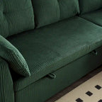 Divano modulare a 3 posti a L verde 81.1 con chaise longue reversibile e vano portaoggetti, divano letto in velluto felpato per soggiorno