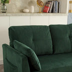 Divano modulare a 3 posti a L verde 81.1 con chaise longue reversibile e vano portaoggetti, divano letto in velluto felpato per soggiorno