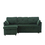 Divano modulare a 3 posti a L verde 81.1 con chaise longue reversibile e vano portaoggetti, divano letto in velluto felpato per soggiorno