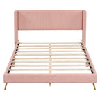 Letto queen-size con piattaforma in velluto a coste e testiera trapuntata