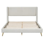 Letto queen-size con piattaforma in velluto a coste e testiera trapuntata