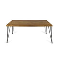 Tavolo da pranzo in legno di acacia da 72" con finitura in teak e gambe rustiche in metallo, 6 posti a sedere