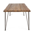 Tavolo da pranzo in legno di acacia da 72" con finitura in teak e gambe rustiche in metallo, 6 posti a sedere
