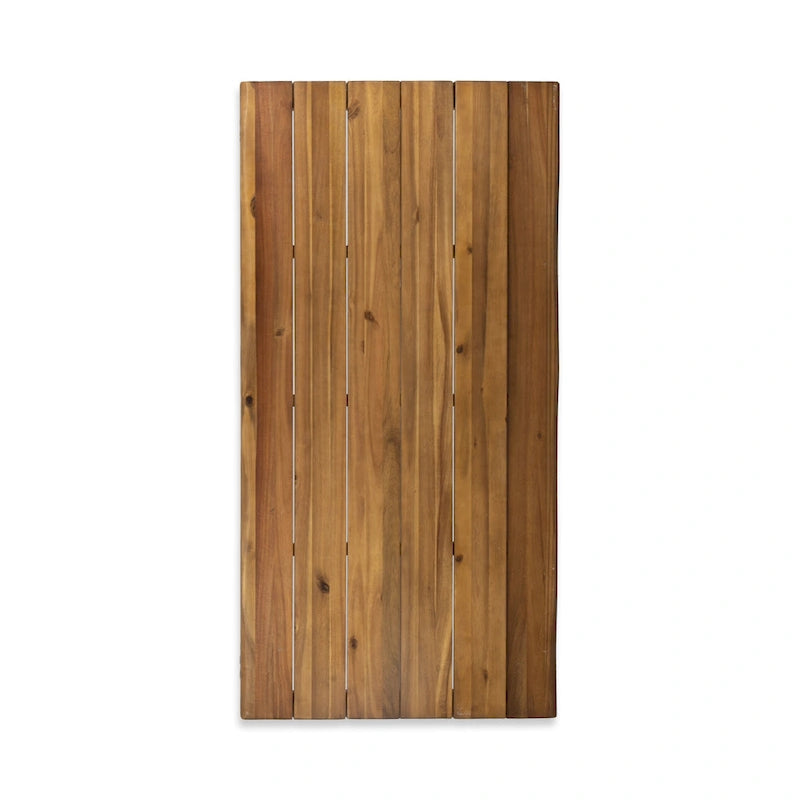 Tavolo da pranzo in legno di acacia da 72" con finitura in teak e gambe rustiche in metallo, 6 posti a sedere