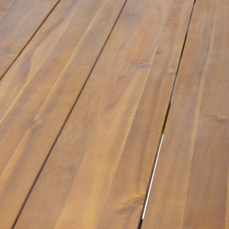 Tavolo da pranzo in legno di acacia da 72" con finitura in teak e gambe rustiche in metallo, 6 posti a sedere