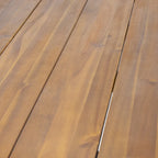Tavolo da pranzo in legno di acacia da 72" con finitura in teak e gambe rustiche in metallo, 6 posti a sedere