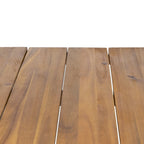 Tavolo da pranzo in legno di acacia da 72" con finitura in teak e gambe rustiche in metallo, 6 posti a sedere