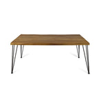 Tavolo da pranzo in legno di acacia da 72" con finitura in teak e gambe rustiche in metallo, 6 posti a sedere