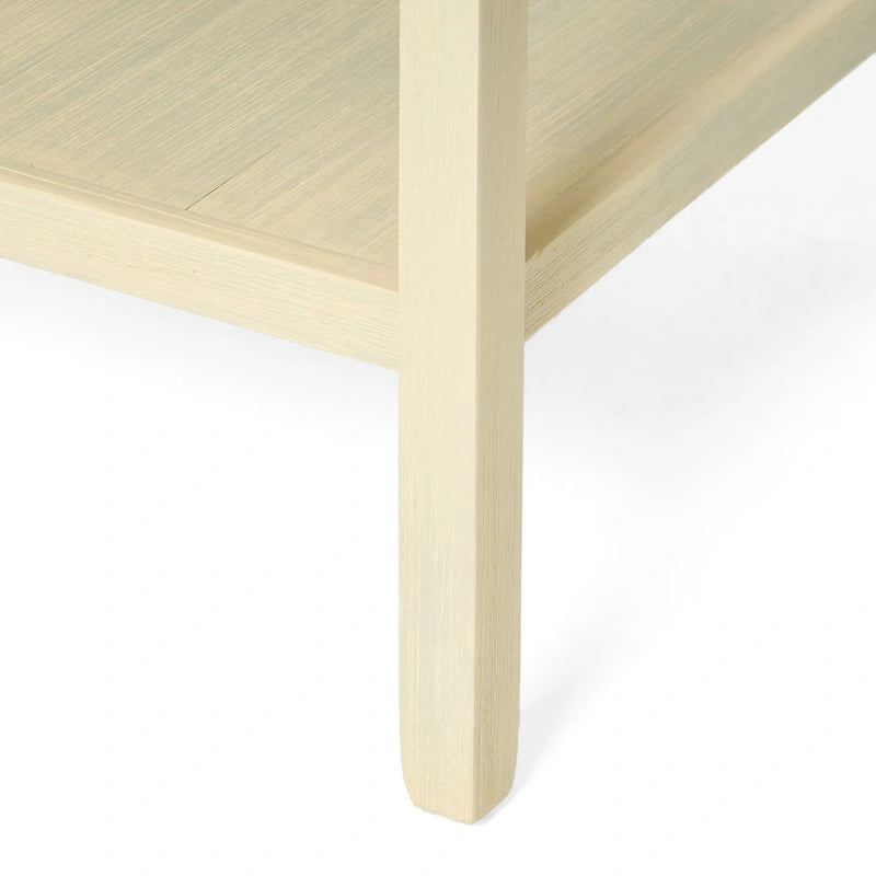 Tavolino d'appoggio in legno di acacia con finitura naturale per soggiorno e esterno