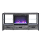 Mobile TV Con Caminetto Elettrico da 60 Pollici Con Luci LED Colorate Sincronizzate - Colore Rovere Rustico Scuro