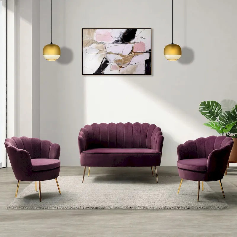 Set Soggiorno 3 Pezzi da 52" Divano, Divanetto, Poltrona Stile Moderno