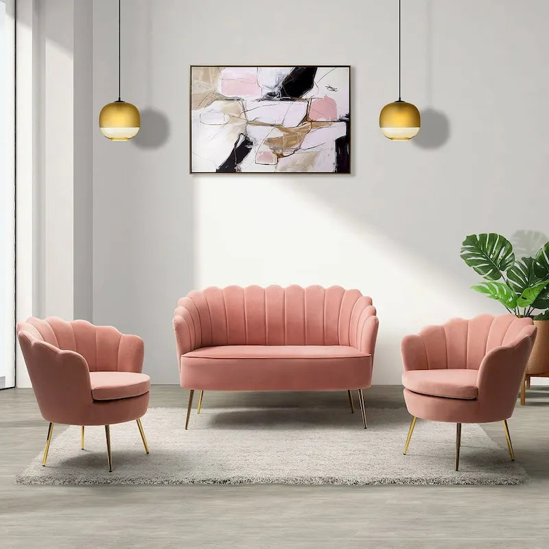 Set Soggiorno 3 Pezzi da 52" Divano, Divanetto, Poltrona Stile Moderno