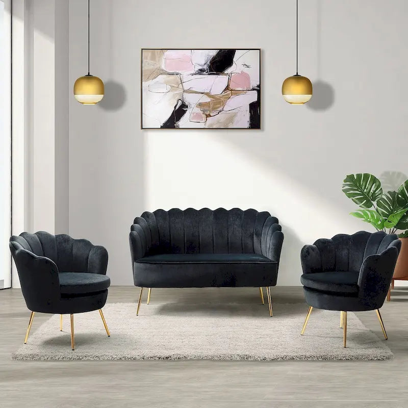 Set Soggiorno 3 Pezzi da 52" Divano, Divanetto, Poltrona Stile Moderno
