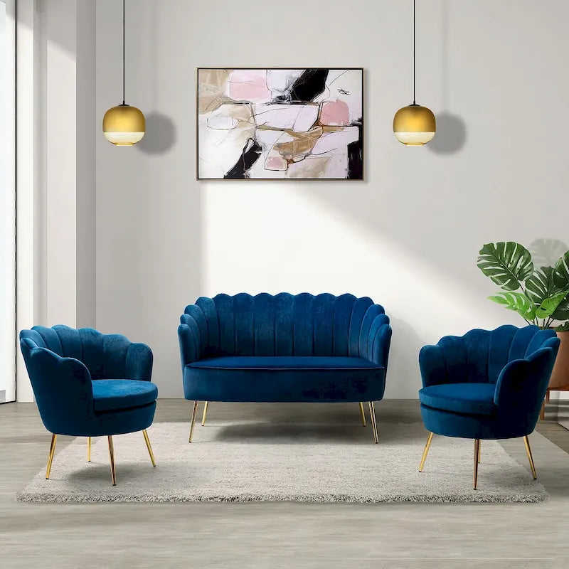 Set Soggiorno 3 Pezzi da 52" Divano, Divanetto, Poltrona Stile Moderno