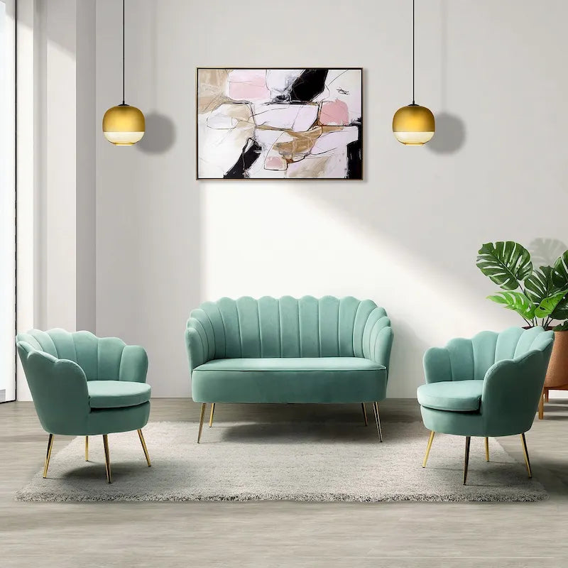 Set Soggiorno 3 Pezzi da 52" Divano, Divanetto, Poltrona Stile Moderno