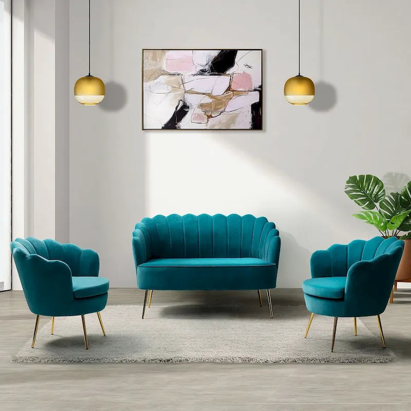 Set Soggiorno 3 Pezzi da 52" Divano, Divanetto, Poltrona Stile Moderno