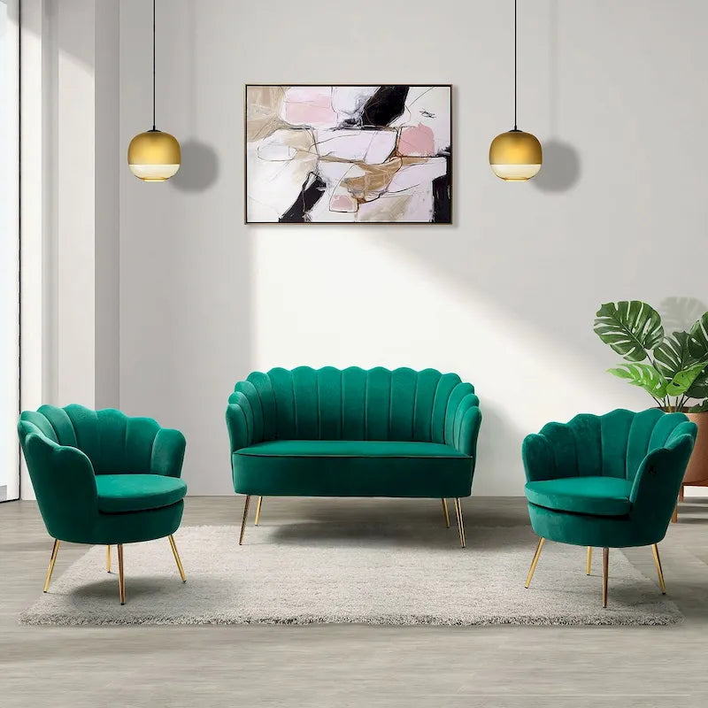Set Soggiorno 3 Pezzi da 52" Divano, Divanetto, Poltrona Stile Moderno