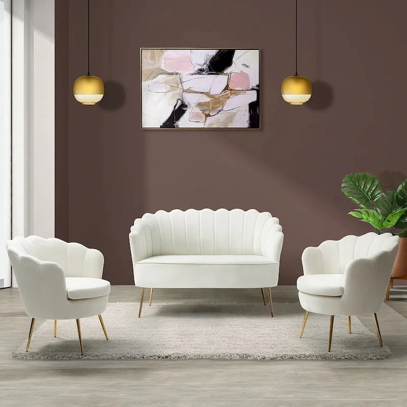Set Soggiorno 3 Pezzi da 52" Divano, Divanetto, Poltrona Stile Moderno